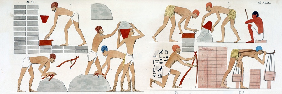Изготовление кирпичей в древнем египте
